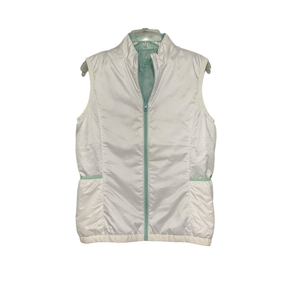 FootJoy Insulated Golf Vest Womens M White Aquamarine Full Zip Reversible Jacket - Picture 1 of 16